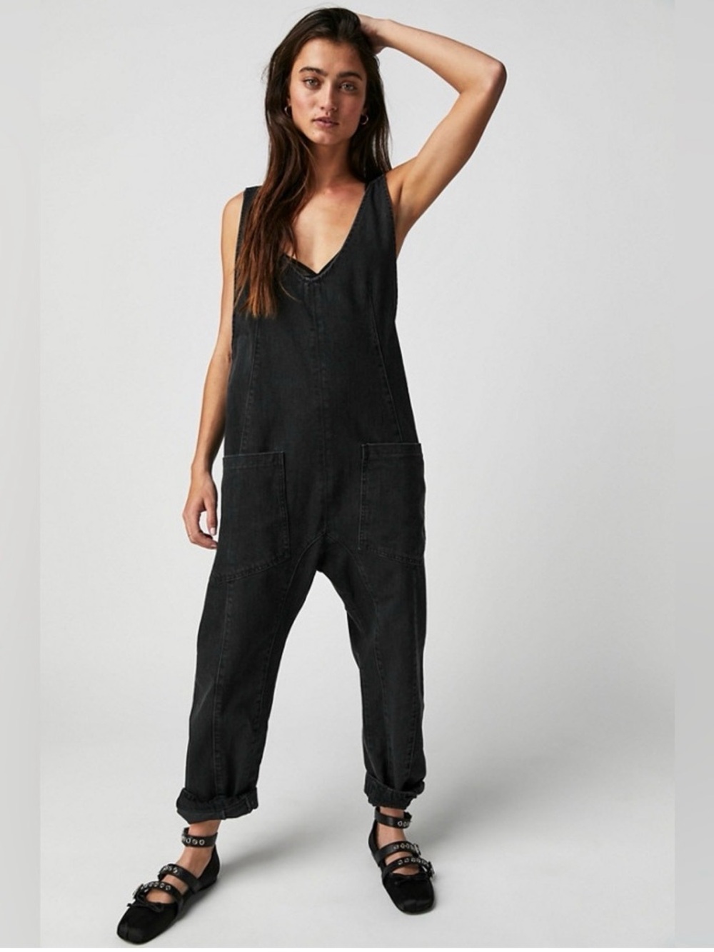 We The Free High Roller Jumpsuit, Black, Sz Small